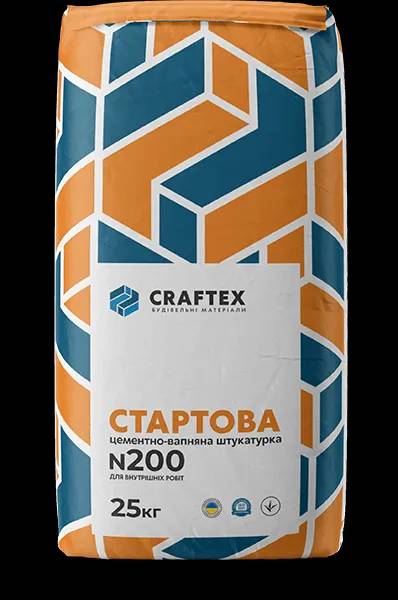 Стартова цементно-вапняна штукатурка CRAFTEX N200, 25 кг - 139495