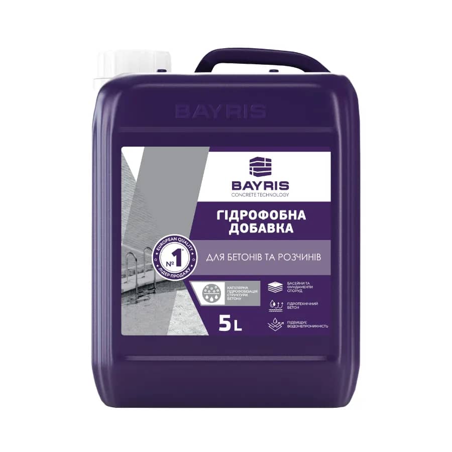 ГІДРОФОБНА ДОБАВКА ДЛЯ БЕТОНІВ ТА РОЗЧИНІВ BAYRIS 1 л - 608177496