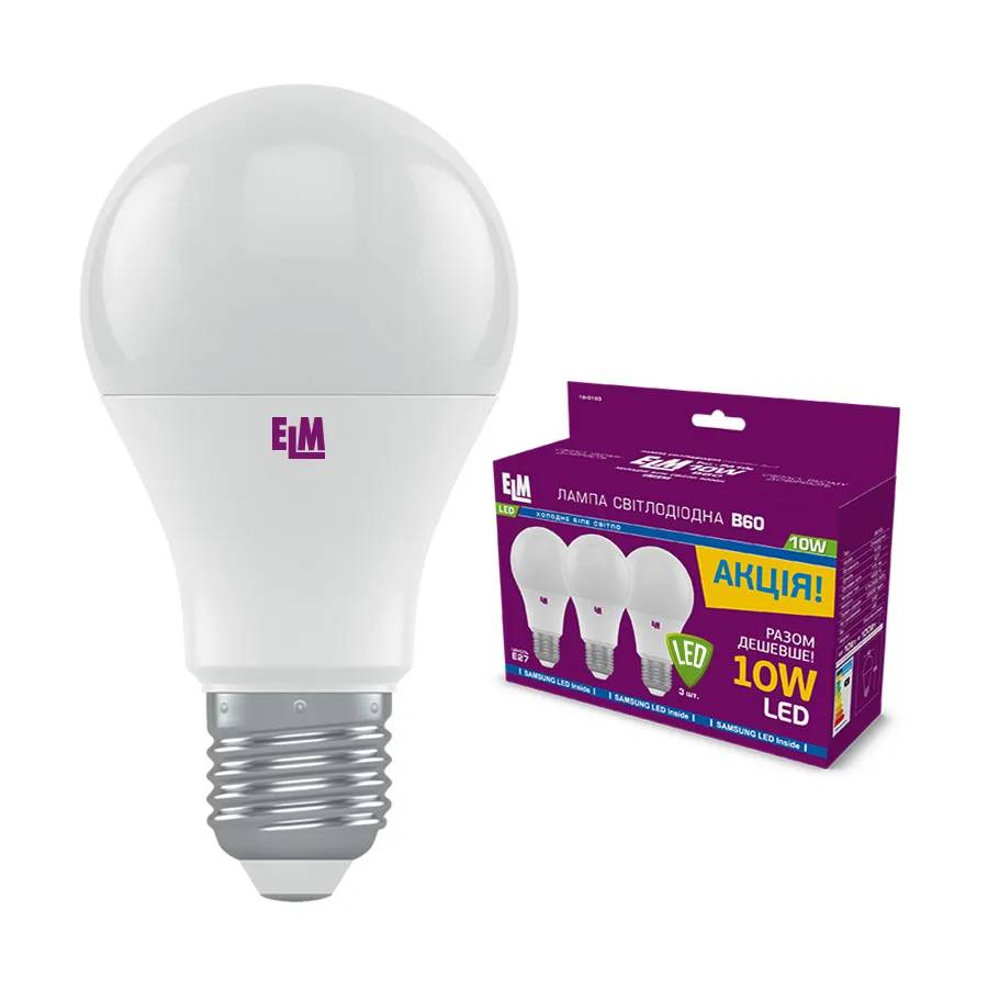 Світлодіодна лампа ELM B60 10W E27 4000K PA10S (18-0183) - 174709