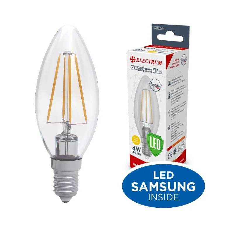 Світлодіодна лампа ELECTRUM Rf GL 4W 3000K Е14 LC-33/4F (A-LC-1942) - 174762