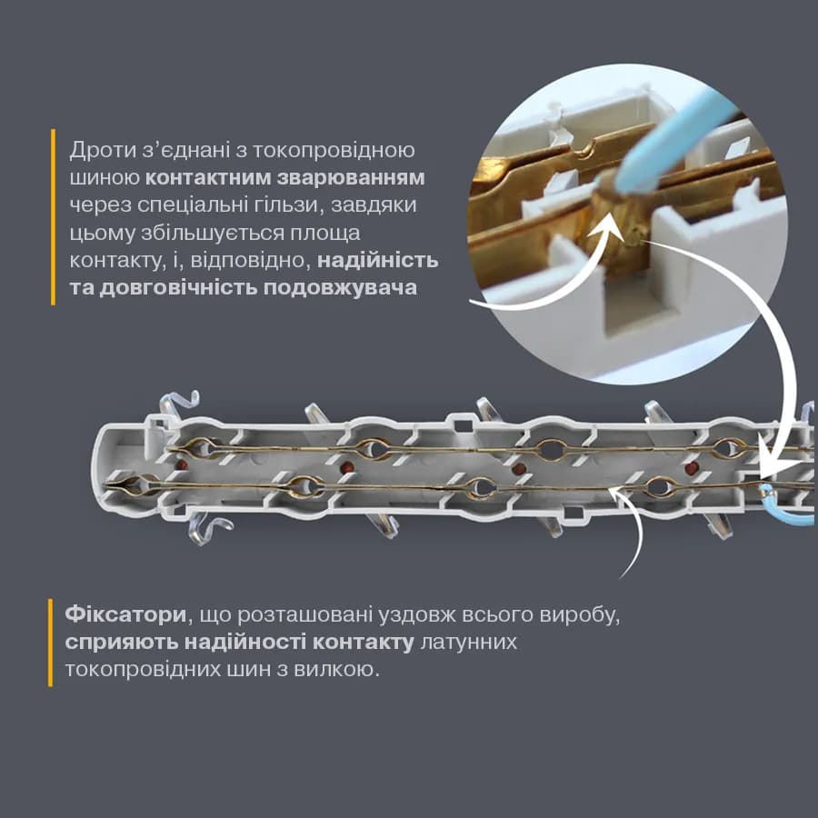 Подовжувач мережевий Electrum 5 розеток 5 м із заземленням (639194122) - 639194122