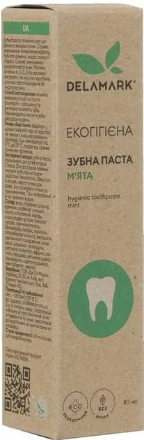 Зубна паста гігієнічна Delamark з ароматом м'яти 80 мл (4820152332004) - 274639