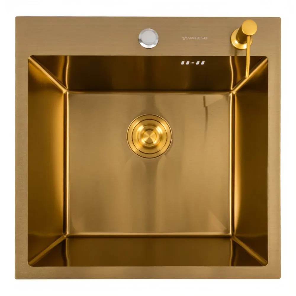 Кухонна мийка 50*50 PVD Gold Valeso Handmade (сифон круглий, 3,0/0,8) - 331489