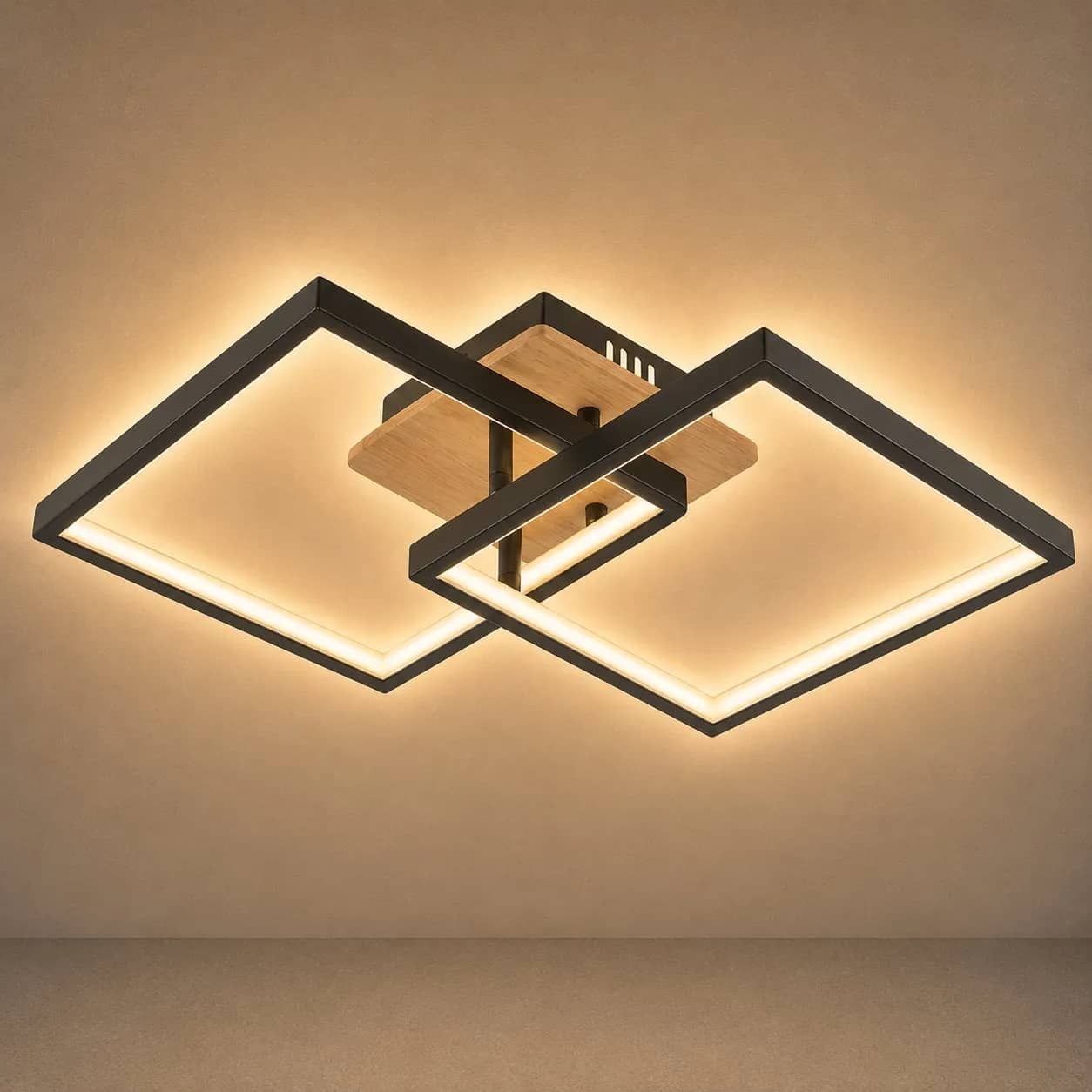 Люстра стельова світлодіодна VALESO DK6589-2 LED 41W Чорний+Дерево - 358010