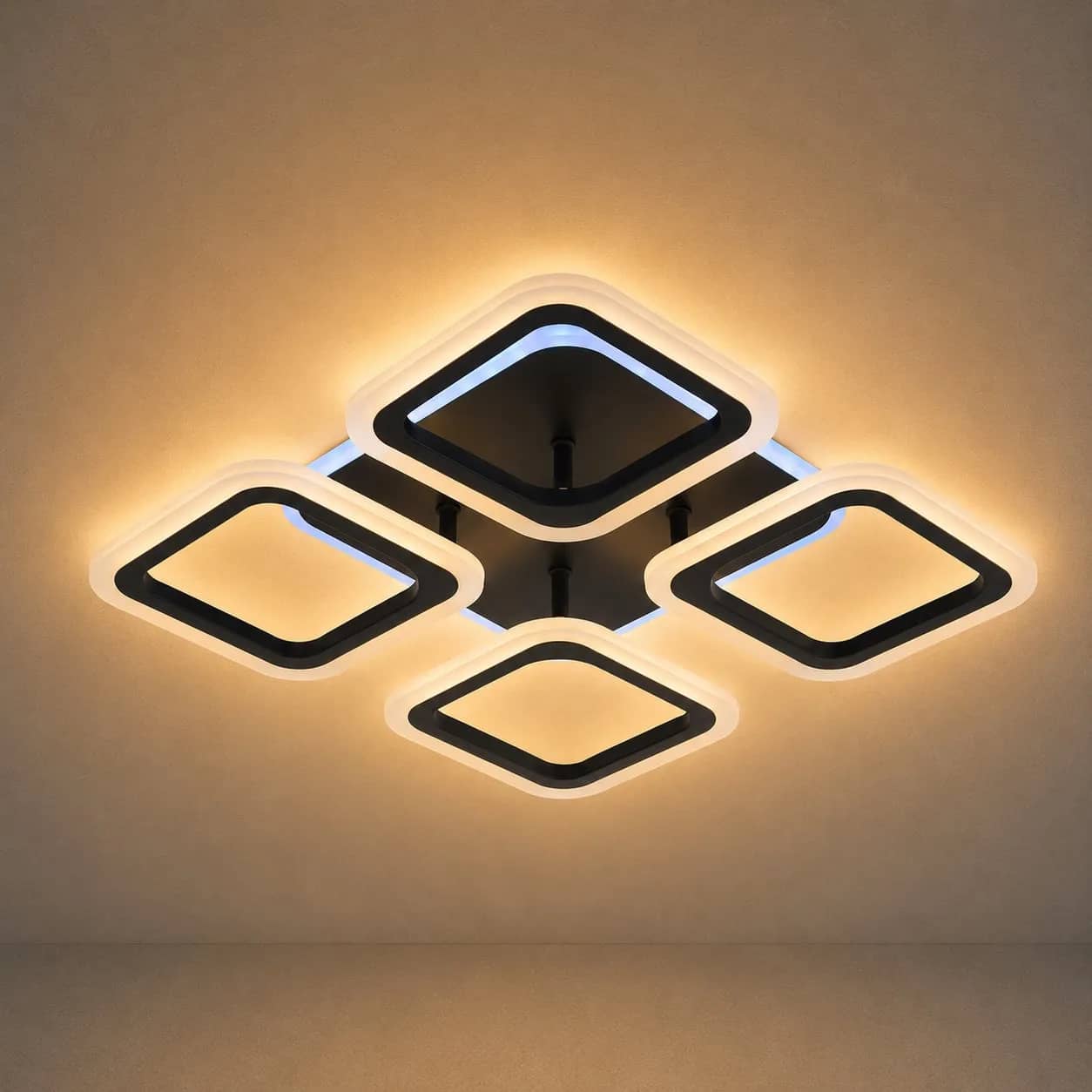 Люстра стельова VALESO LI8822/4B BK (RGB), чорна, LED 64W+8W - 358152
