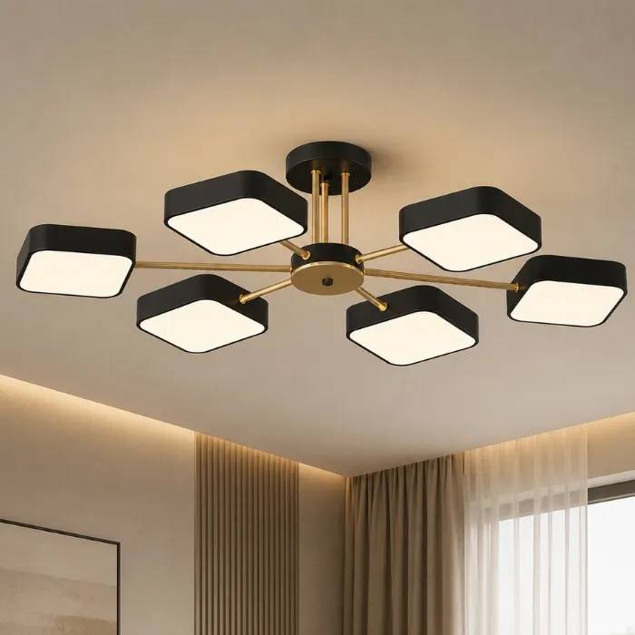 Люстра стельова VALESO XI3366-6 чорний+золото, LED - 366280