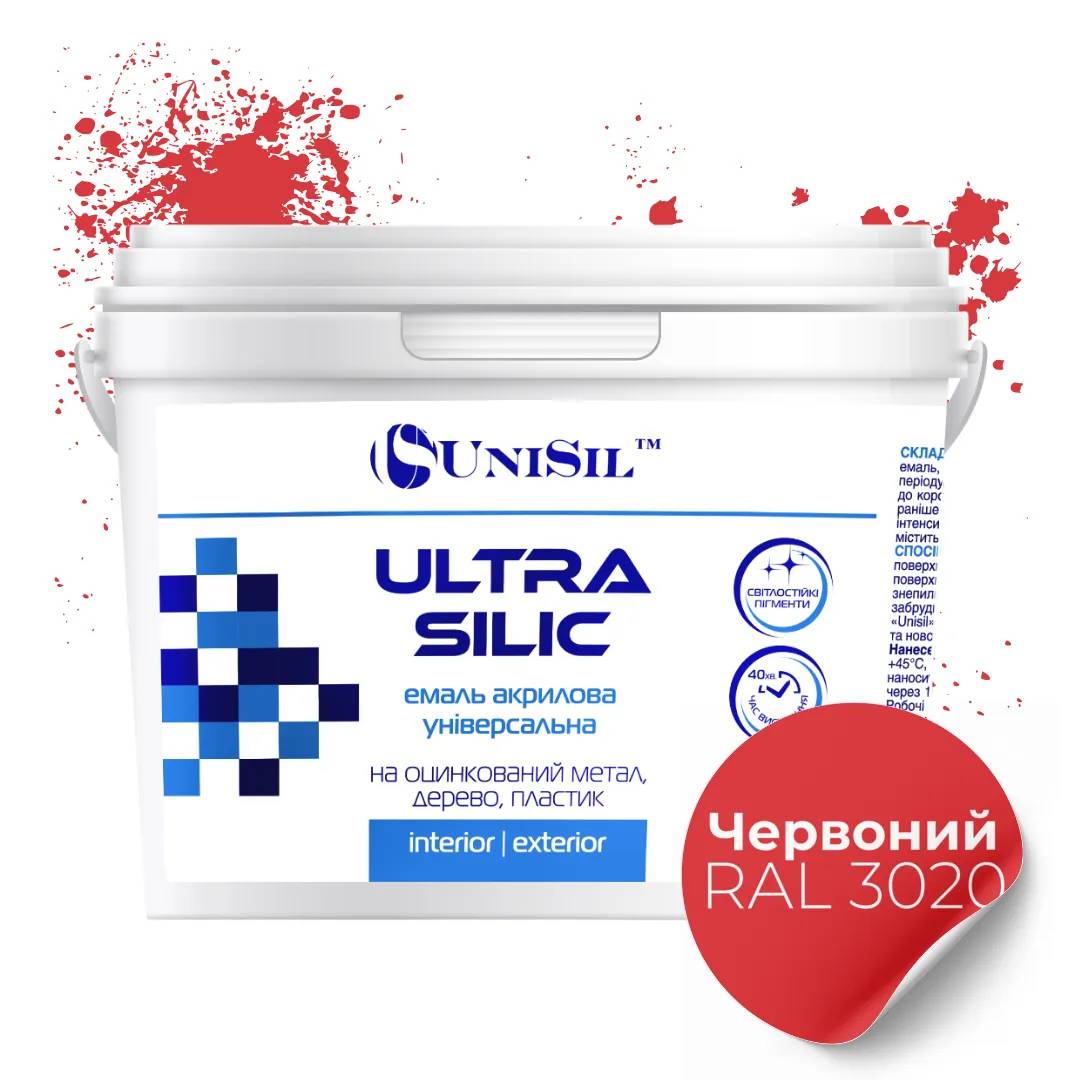 Емаль акрилова UniSil Ultra Silic, червона, 0,9 л - 414766
