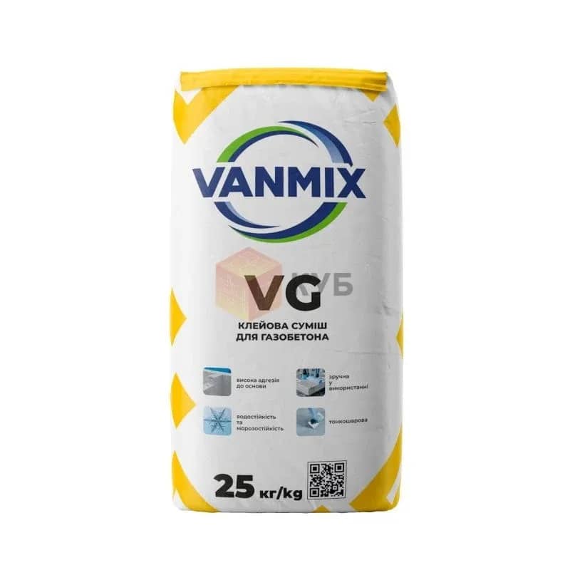 Клейова суміш для піно- та газобетонних блоків VANMIX (25кг) - 66547