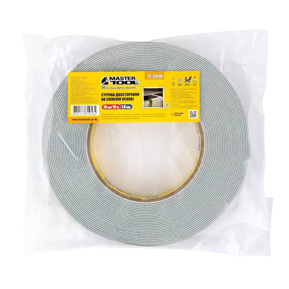 Стрічка двостороння на спіненій основі 19 мм 5 м - 67013